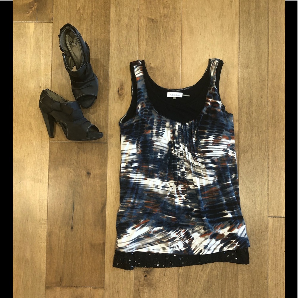 Calvin Klein sequined dual top. Size M.